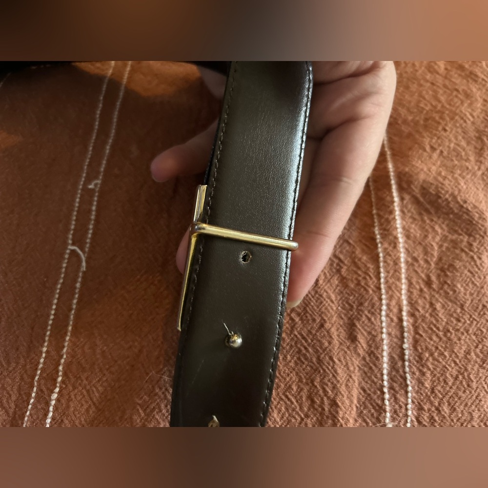 Christian Dior Belt VINTAGE Designer Belt Mens MEDIUM Brown / Black REVERSIBLE - Picture 7 of 16